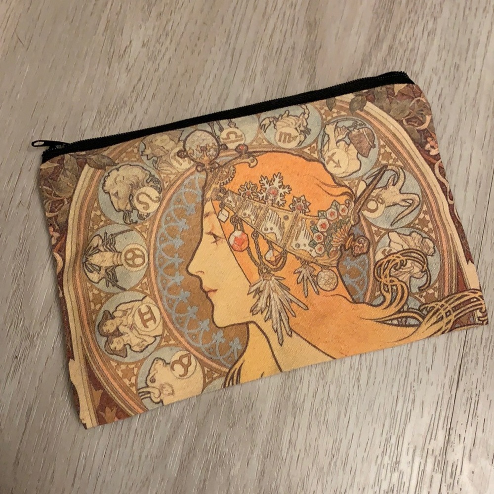 Mucha Art Print Canvas Pouch